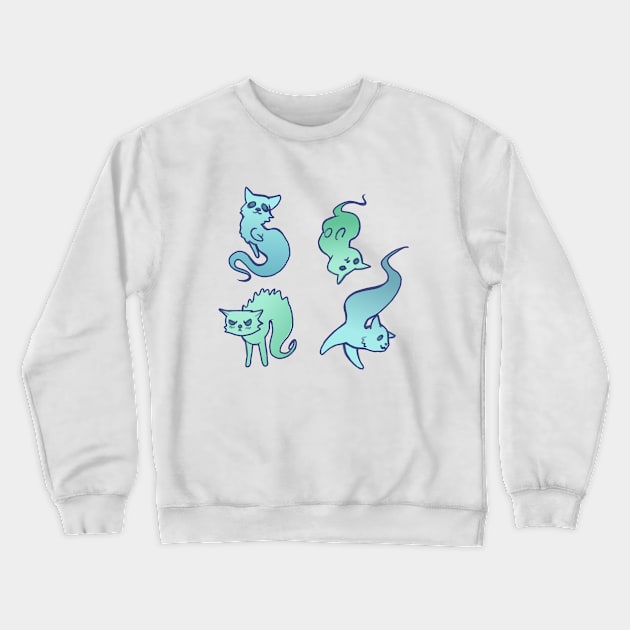 Cat Ghost Pattern Cute Spooky Halloween Design Crewneck Sweatshirt by sheehanstudios